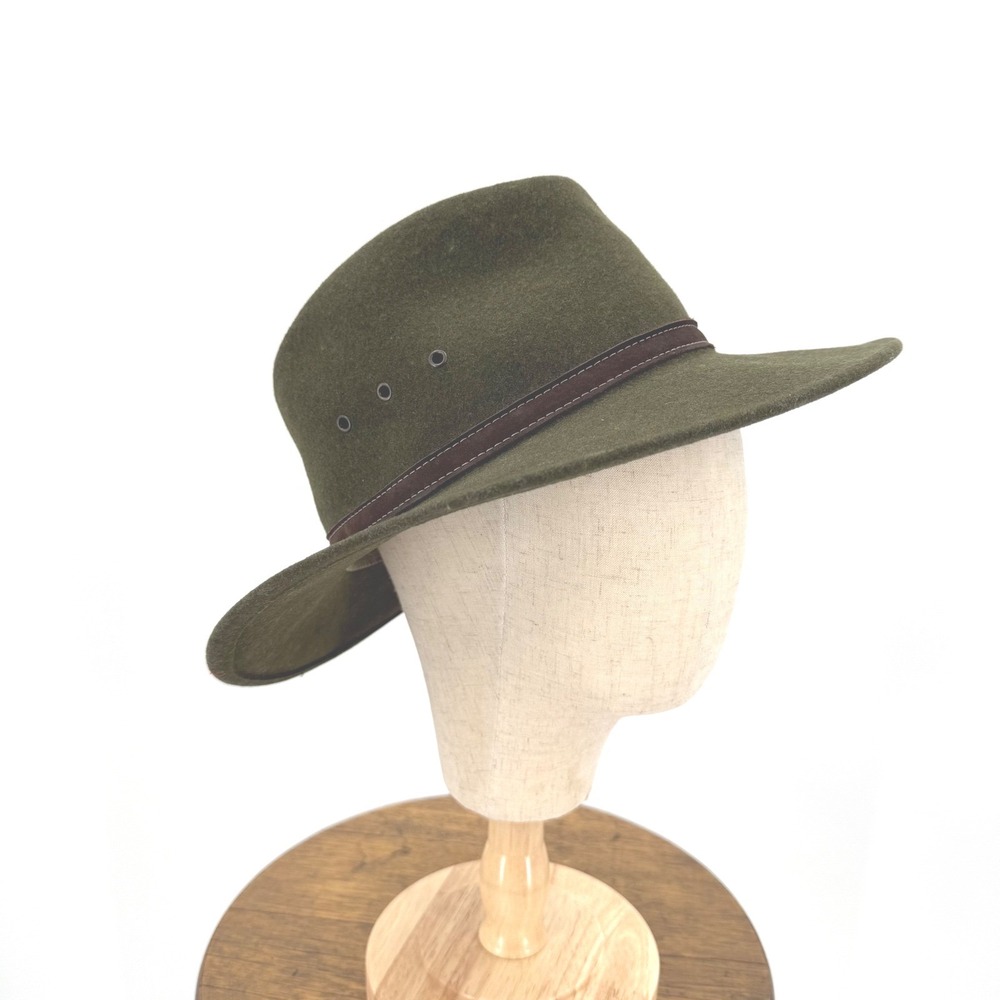 Nordic Gear Wool Hat Leather Band Vented Outback Safari Fedora Size M/L
